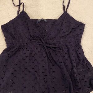 Brandy Melville floral navy blue tank top